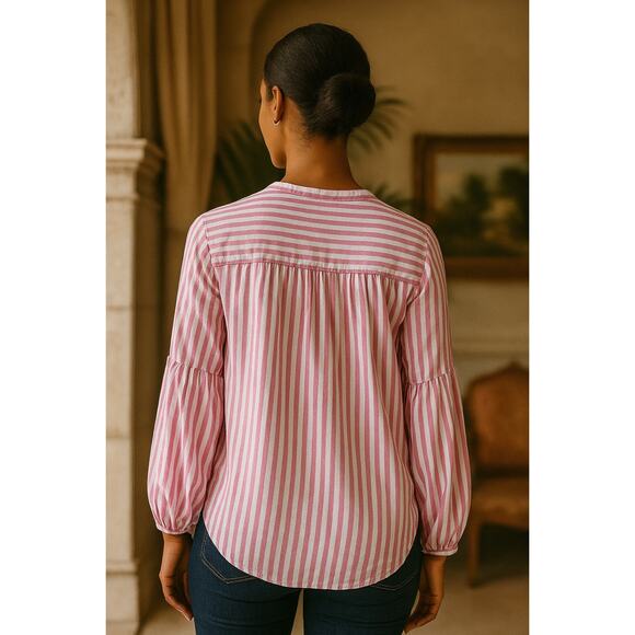 OLD NAVY Vertical Striped Slub-Weave Casual Popover Shirt Tunic for Women Sz M - Picture 3 of 16